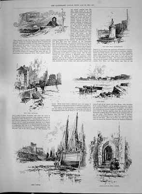 Old 1892 Manxland Ramble Peel Castle Sun Dial Castletown Douglas Port Victorian