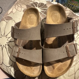 Birkenstock Arizona Brown Leather Two Strap Buckle Sandals UK 6 Cork Insole