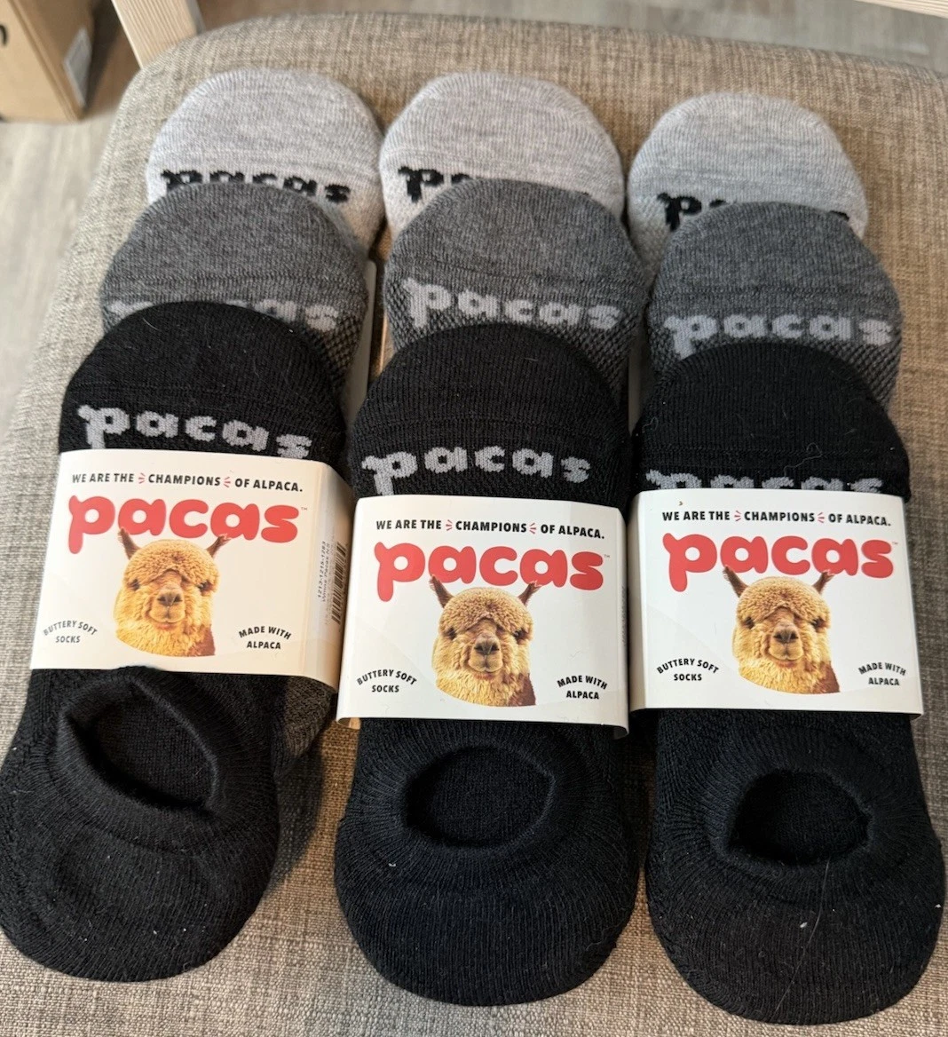 Pacas Alpaca Women’s No-Show Socks Black Gray Solid 9 Pairs Breathable size S/M