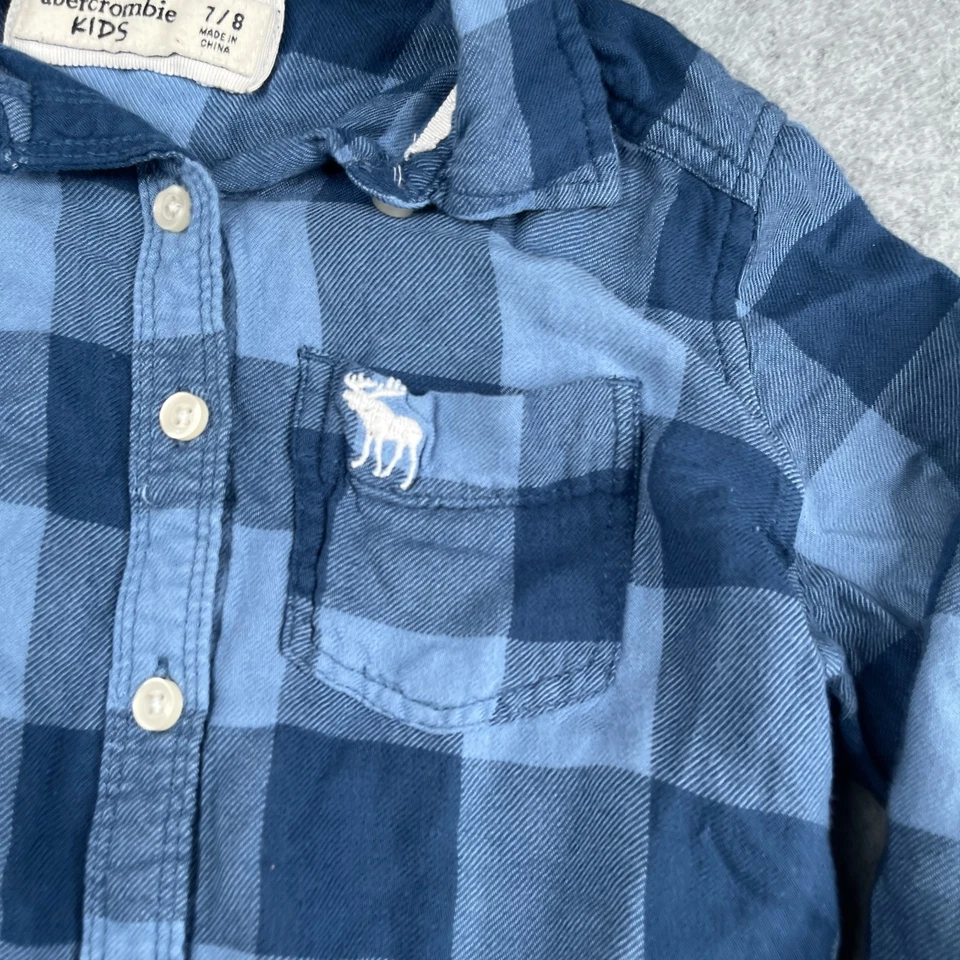 Camisa Abercrombie Niños Abotonada Manga Larga Talla 7/8 Azul Cuadros Informal Foto 2 de 4