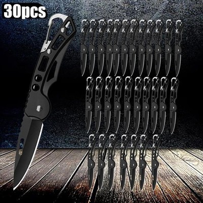 30PCS Black Multi-function Stainless Steel Folding Knife Camping Meat Cleaver