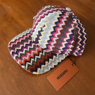 Missoni Bloop Chevron Knit Wool Blend Baseball Cap Size OS Multicolor NEW W/Tags