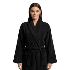 Luxury Black Terry Towelling 100% Organic Cotton Bathrobe | Unisex Robe