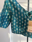 NWT Fabindia Teal & Gold Brocade Silk & cotton Saree Cropped Blouse V neck XL — photo 5