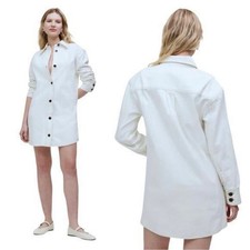 madewell denim oversized mini shirtdress tile white np203 women xxsmall