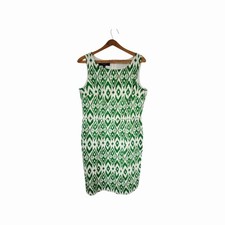 Nine West Women’s Ikat Green & White Sheath Dress Size 14