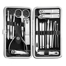 Manicure Set - 19 in 1 Professional Nail Clippers Pedicure Kit, Black