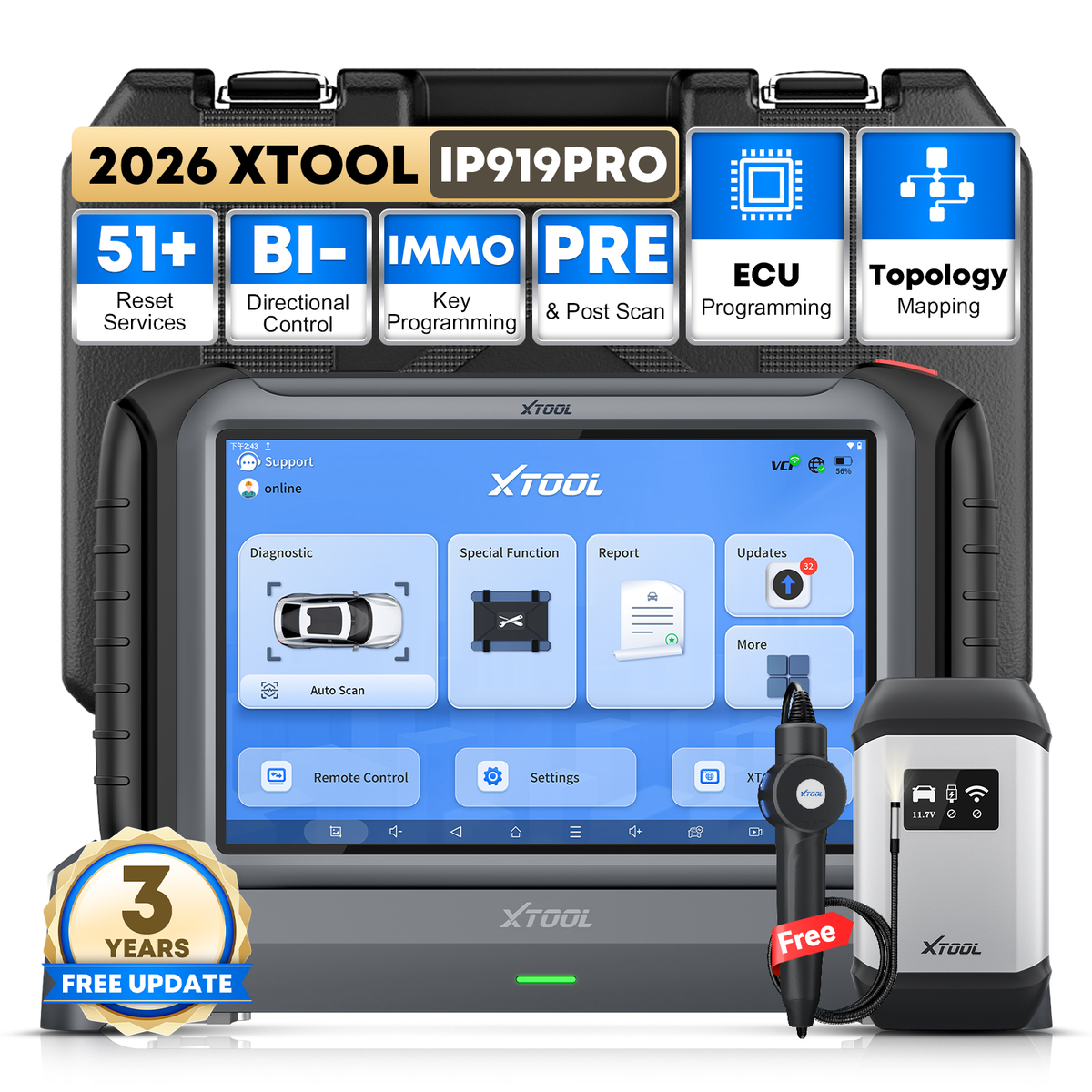 XTOOL IP919PRO OBD2 Scanner Car Diagnostic Tool Programming +