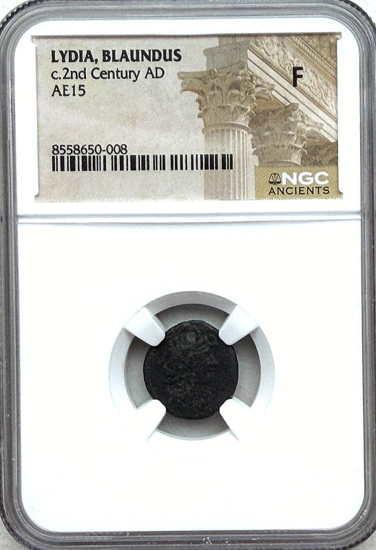 LYDIA, BLAUNDUS c.2nd CENT AD - AUTONOMOUS AE 15 UNIT - NGC F - FREE SHIPPING!