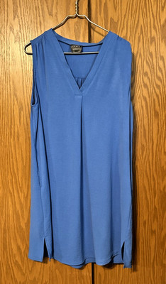 Ninety Clothing Co Sz Large Cobalt Blue Sleeveless Shift Dress Side Pockets