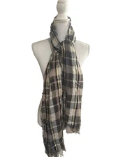 NWT Echo Black Gray Plaid Gold Metallic Scarf Wrap Holiday $49 GIFT #MQ2