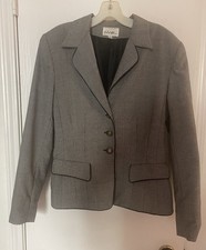 275 White/Gray Button Down Blazer Jacket Women's Size 12 Designer SALE 10-12