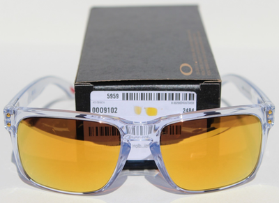 OAKLEY Holbrook POLARIZED Sunglasses Crystal Clear/Prizm 24K Gold
