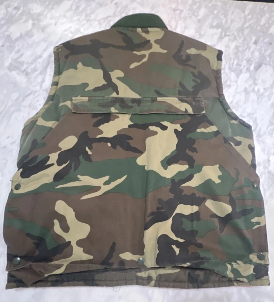 Chaleco de Caza Camuflado Vintage Para Hombre XL Cuero Bolsillos para el Hombro Seguridad Reversible Foto 4 de 4
