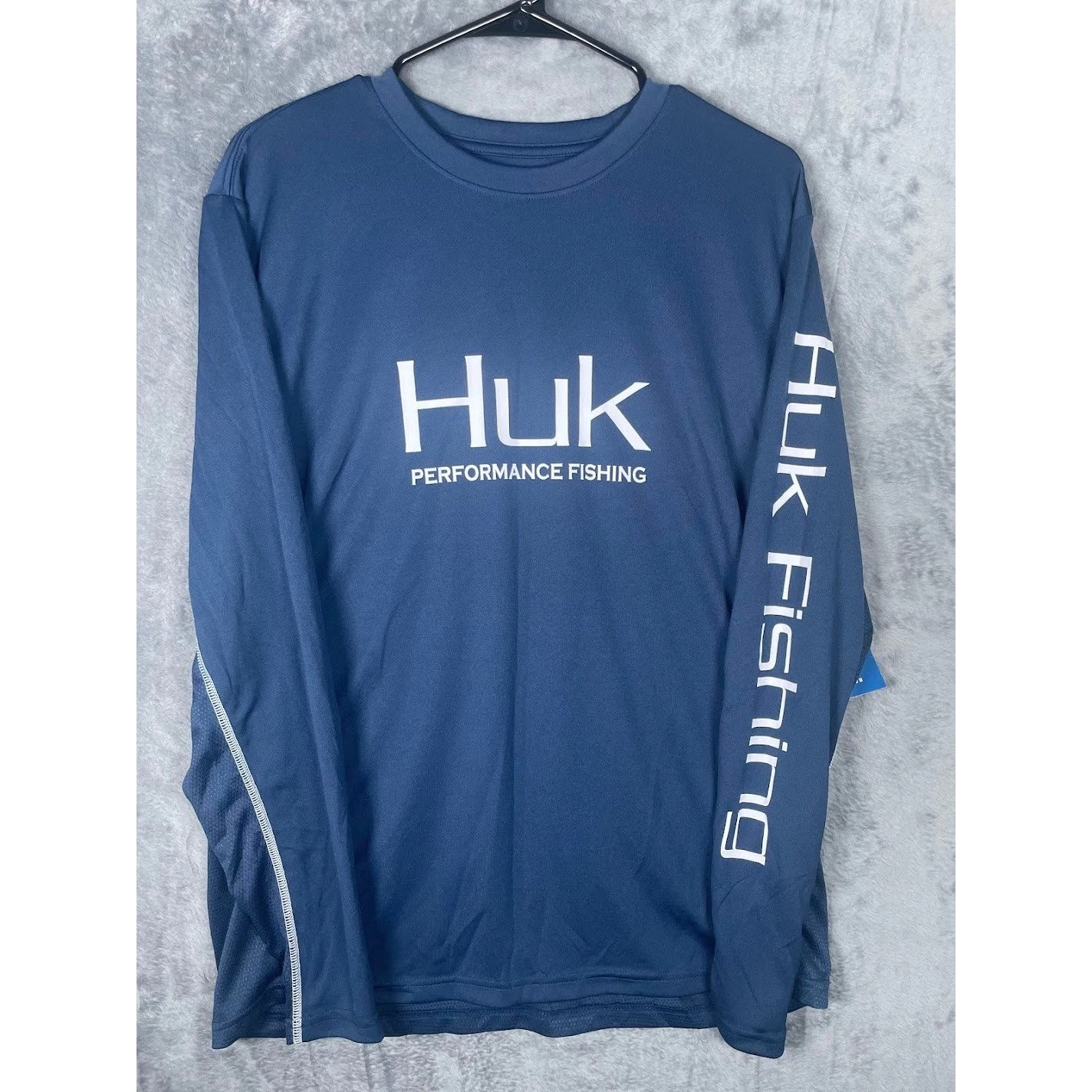 NWT Huk Icon X Long Sleeve Mens Blue Performance Fishing Shirt Size Medium