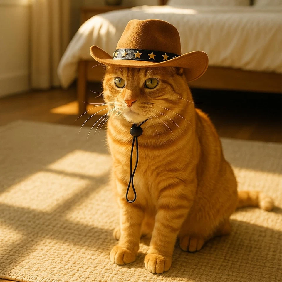 Gato Vaquero Sombrero Perro Vaquero Sombrero Mascota Vaquero Halloween Fiesta Disfraz Mini Sombrero de Vaquero Foto 2 de 4
