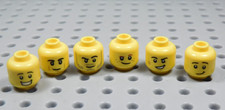Lego Lot Of 6 Yellow Male Boy Printed Heads Minifig Smile Smirk Freckles Cj