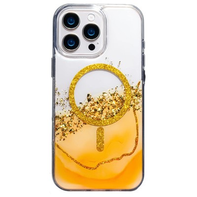 FÜR APPLE IPHONE 16 PRO MAX - Marble mit Mag Safe Case Schutz Etui Hülle ORANGE