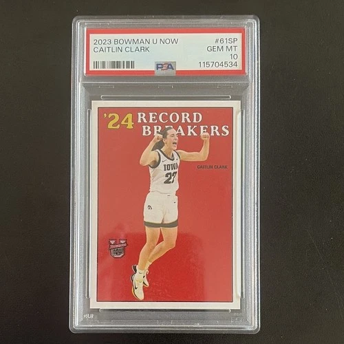 Topps 2023-24 Bowman U Now Caitlin Clark SP RC #61SP '24 Record Breakers PSA 10