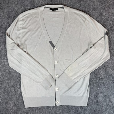 Theory Men's Silk/Cashmere Gray Buttoned Cardigan Size Large Stretch Comfy