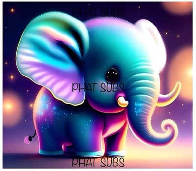 20oz Sublimation Tumbler Wrap Glitter Elephant Ready To Press Heat Transfer