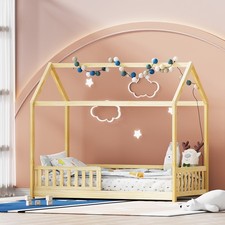 Kids Wooden Bed Frame House Design Oak Furniture for Children Room Decor WD-AB