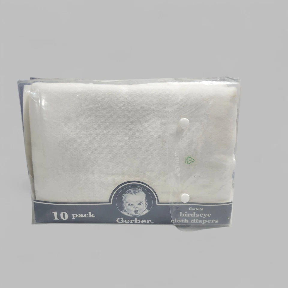 Paquete de 10 pañales de tela Gerber plegables planos ojo de pájaro multiusos algodón blanco Foto 3 de 3