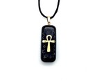 Orgone stick pendant necklace golden Ankh Cross Black Tourmaline & Shungite. USA