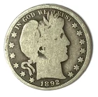 1892 50c Barber Silver Half Dollar Fifty Cents US Philadelphia