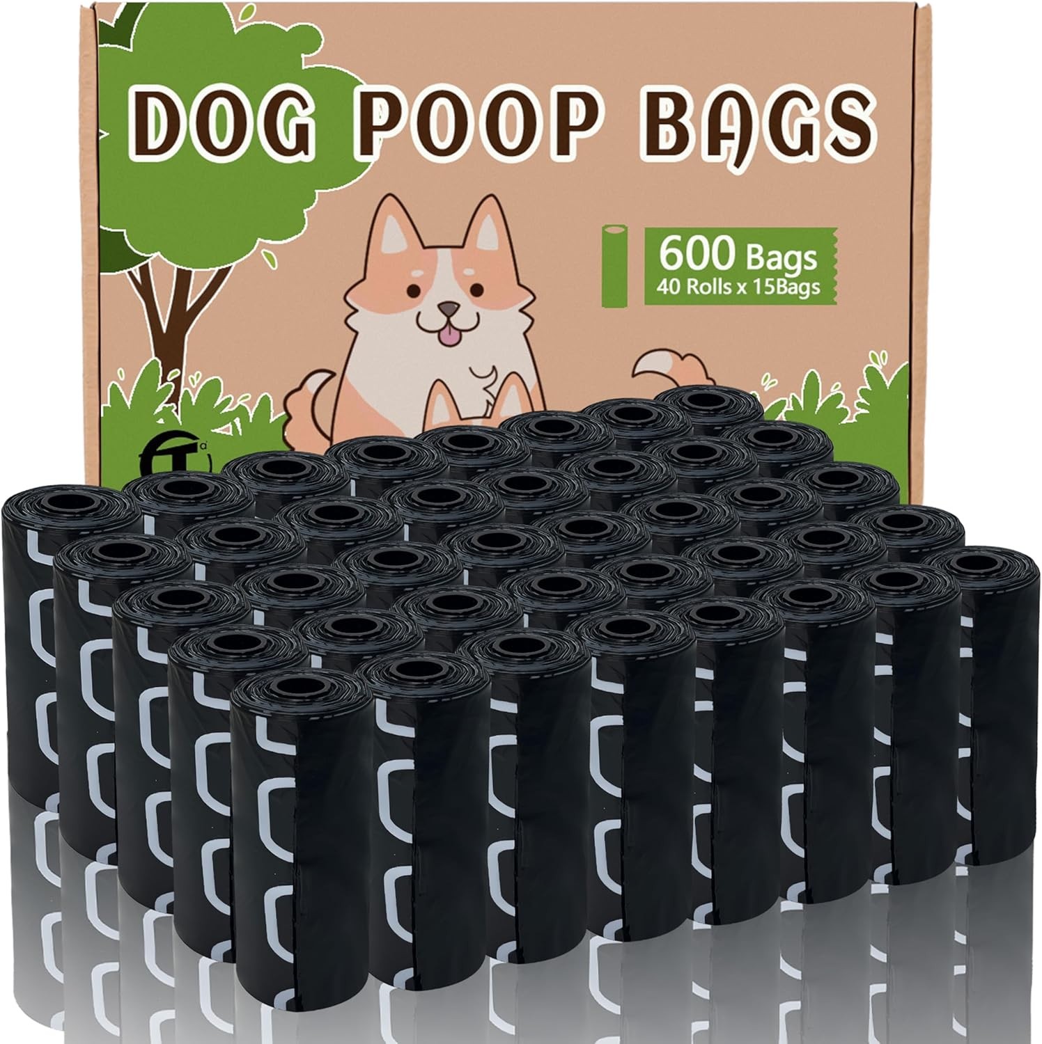 Sacs ramasse-crottes pour chiens AiTodos 600 pièces en plastique noir ultra résistant