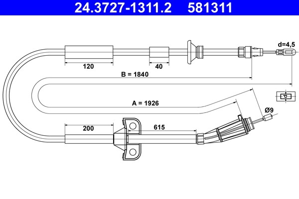 Fits ATE 24.3727-1311.2 BRAKE CABLE