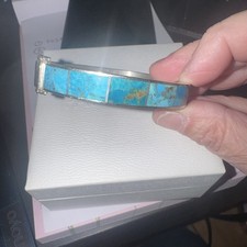 Jay King DTR Blue Turquoise Inlay 925 Silver Bracelet Med