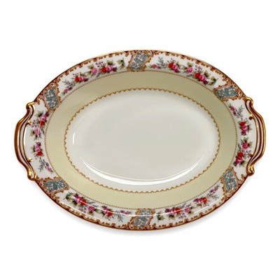 Noritake M Rosemary 5007 Floral Gold Trim Oval Vegetable Bowl Vintage 1950's