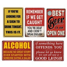 5 Piece Funny Bar Signs For Home Bar Wall Decor Man Cave Decor Vintage Metal ...