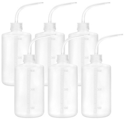 6Pcs 500Ml Plastic Safety Wash Bottles - Lab Squeeze LDPE Squirt Tattoo Bottle w