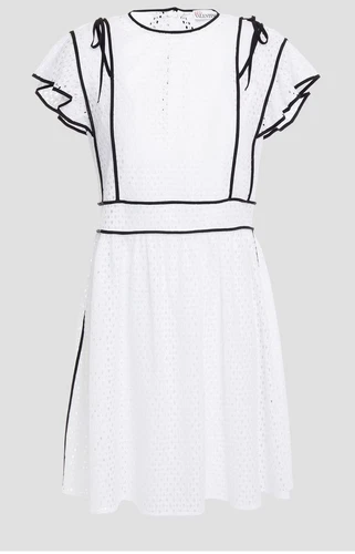 Abito corto ROSSO Valentino bianco con fiocco e dettagli taglia 40 UK 8 nuovo