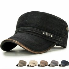 Men Army Denim Baseball Cap Cotton Cadet Hat Miltary Breathable Flat Adjustable