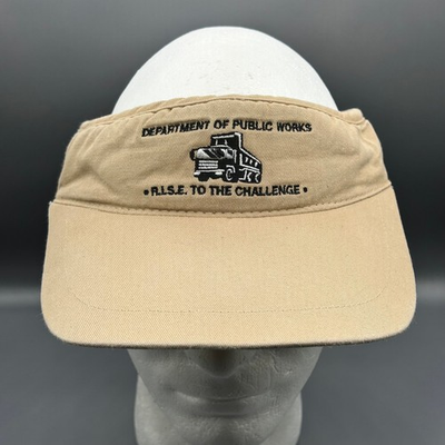 #ad Department of Public Works Visor Hat Men#x27;s Adjustable Tan R.I.S.E. Logo $14.98