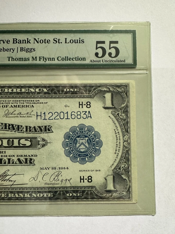 1918 $1 St. Louis FRBN PMG 55  AU Fr.731 S/N H12201683A - Image 3 of 4