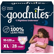 Goodnites Girls' Nighttime Bedwetting Underwear, Size Extra Large 95-120 lbs...