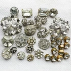 Lot Vintage Rhinestones in Metal Buttons Some Sets Many Shapes 7/16 - 1-3/8”