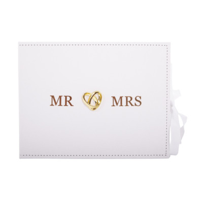 Schönes Elfenbein Wildleder Hochzeit Gästebuch mit 40 Blatt mit goldenen Herzen b...