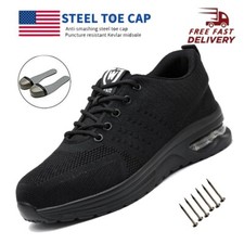 Mens Work Safety Steel Toe Shoes Tennis Lightweight Sneakers Outdoor Protective