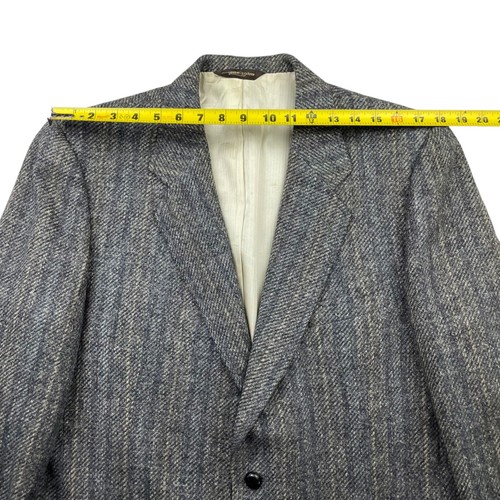 VTG Samuelsohn Men's 100% Wool Tweed 2-Button Blazer Blue/Beige Stripe • 44R - Picture 11 of 15