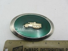 Vintage Metal Enamel US Army M3 Armored Half Truck Tank Belt Buckle