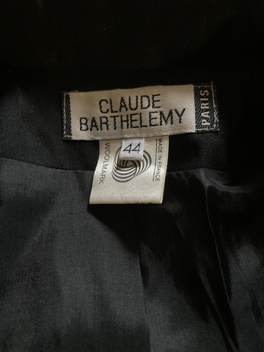 Vintage Claude Barthelemy Paris Black Double-breasted Jacket Sz44 