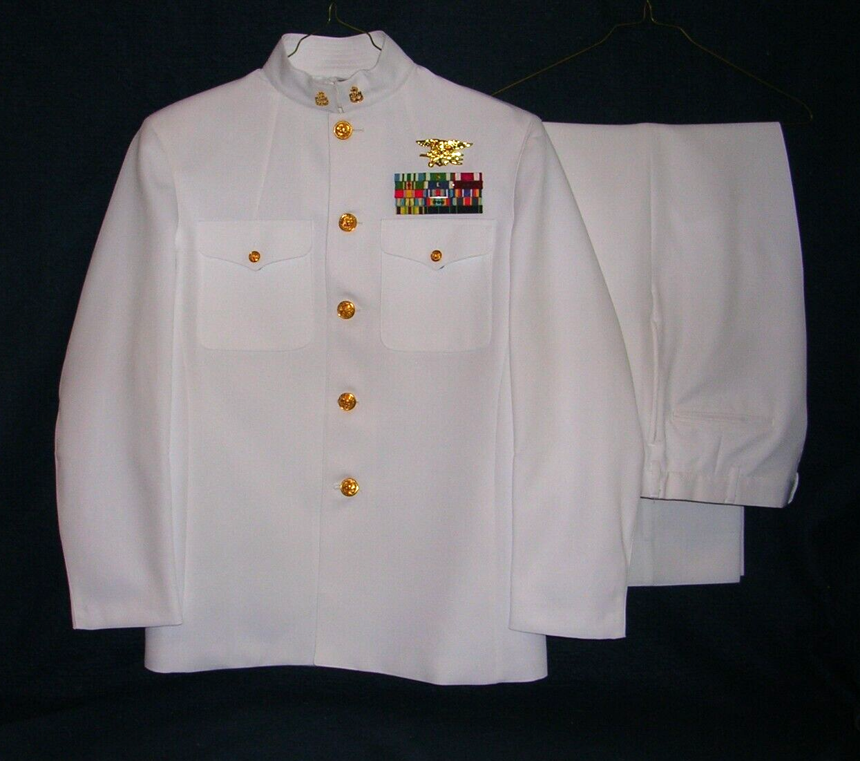 US Navy Chief Officer CPO Dress White Choker Uniform 44R 38R SEAL TEAM