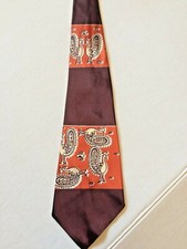 1940s Vintage Necktie Art Deco Swing Tie 4 1/2" Wide 40s Abstract Peacock Brown