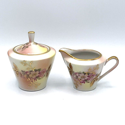 VTG Schumann Arzberg Germany Wild Rose Creamer And Sugar Bowl Set Gold ...