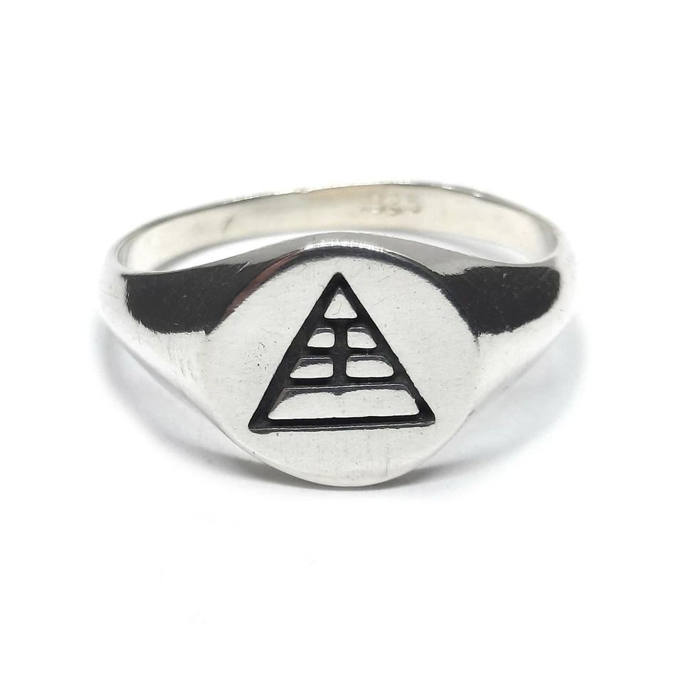 Sterling Silber Herrenring Pyramide Punziert 925 Handgefertigt 12mm Massiv